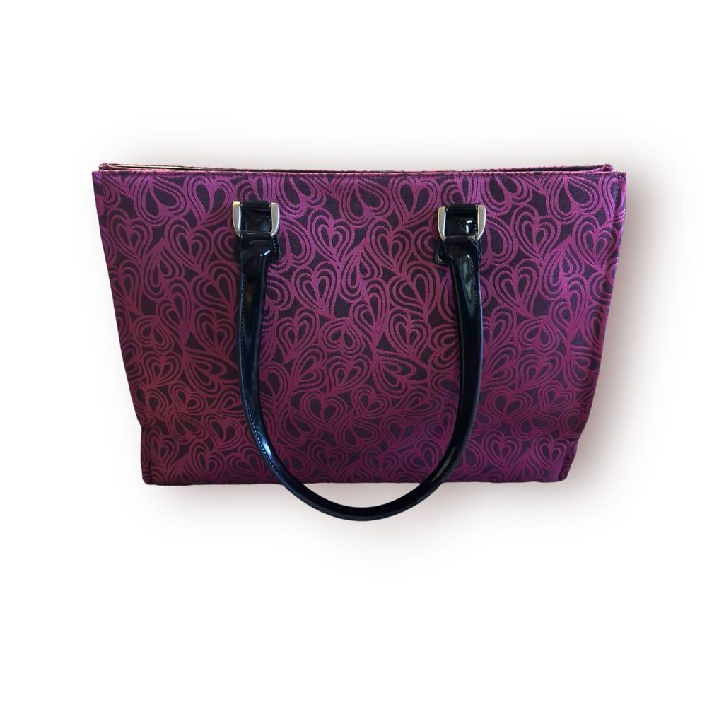 Diane von Furstenberg Large Tote Black Pink‎ Heart Luggage Weekender - Picture 3 of 11
